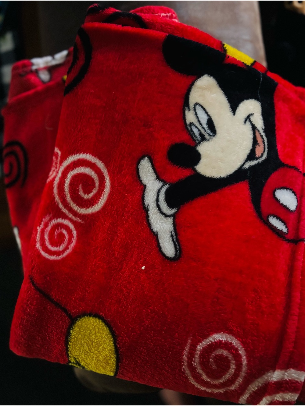 Red Mickey Mouse Kids Blanket - Plush Disney Character Throw